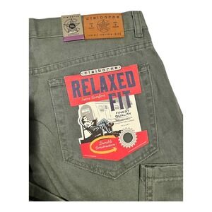 Vintage 90s Claiborne‎ Men's Relaxed Fit Jeans Olive Green Comfort 36L USA NWT